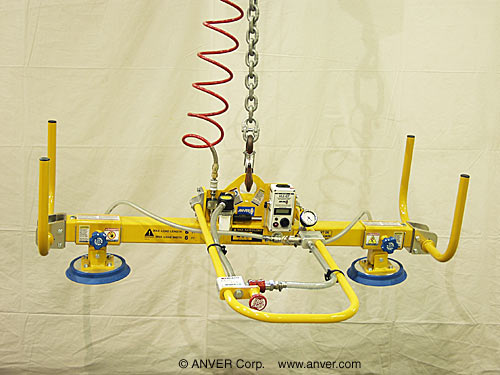 ANVER Light Duty Air Powered Vacuum Generator with Two Pad Lifting Frame for Lifting & Handling Metal Sheets 6 ft x 6 ft (1.8 m x 1.8 m) up to 250 lb (113 kg)