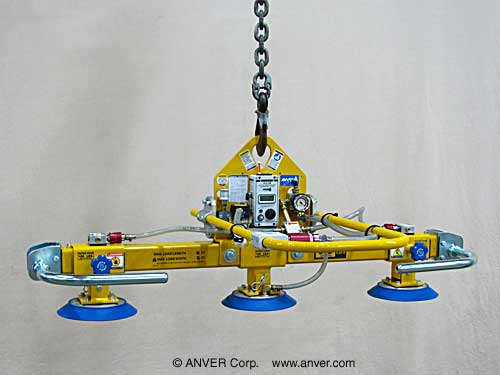 ANVER Three Pad Air Powered Vacuum Lifter for Lifting Metal Sheet and Plate 6 ft x 5 ft (1.8 m x 1.5 m) weighing up to 750 lb (340 kg)