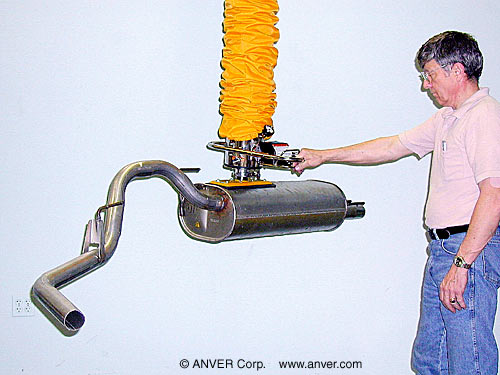 ANVER Vacuum Tube Lifter with Compressed Air Option and Custom Urethane Pad Attachment for Lifting & Handling Metal Castings up to 30 lb (13.6 kg)