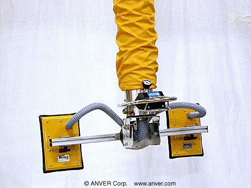ANVER Vacuum Tube Lifter with Dual Pad Attachment and Pad Tilt Adapter