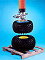 Vacuum Tube lifter with Round Pad Attachment for Lifting Tires and Wheels